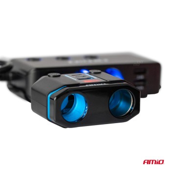 ΑΝΤΑΠΤΟΡΑΣ ΑΝΑΠΤΗΡΑ ΔΙΠΛΟΣ 12/24V ΜΕ ΒΟΛΤΟΜΕΤΡΟ ΜΕ 3 ΘΥΡΕΣ USB AMIO - 1 Τεμ.