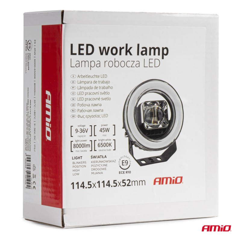ΠΡΟΒΟΛΕΑΣ ΕΡΓΑΣΙΑΣ ΣΤΡΟΓΓΥΛΟΣ LED 45W 9-36V 8.000lm 6.500K AWL58 AMIO - 1 ΤΕΜ.