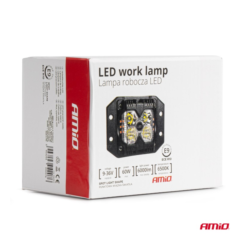 ΠΡΟΒΟΛΕΑΣ ΕΡΓΑΣΙΑΣ ΤΕΤΡΑΓΩΝΟΣ LED 60W 9-36V 6.000lm 6.500K AWL66 AMIO - 1 ΤΕΜ.