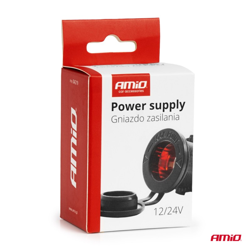 ΠΡΙΖΑ ΜΕ ΥΠΟΔΟΧΗ ΓΙΑ ΦΙΣ ΑΝΑΠΤΗΡΑ ΚΑΙ ΚΑΠΑΚΙ 12/24V ΜΕ ΚΟΚΚΙΝΟ LED ΦΩΣ ΜΑΥΡΗ ΑΔΙΑΒΡΟΧΗ ΑΜΙΟ - 1 τεμ.