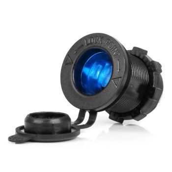 ΠΡΙΖΑ ΜΕ ΥΠΟΔΟΧΗ ΓΙΑ ΦΙΣ ΑΝΑΠΤΗΡΑ ΚΑΙ ΚΑΠΑΚΙ 12/24V ΜΕ ΜΠΛΕ LED ΦΩΣ ΜΑΥΡΗ ΑΔΙΑΒΡΟΧΗ ΑΜΙΟ - 1 τεμ.