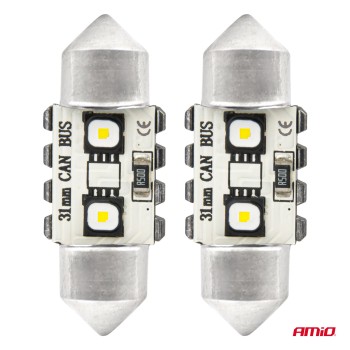 ΛΑΜΠΑΚΙΑ ΠΛΑΦΟΝΙΕΡΑΣ 31mm 12/24V C5W 5500K 12xSMD 3838 CAN-BUS FESTOON (ΛΕΥΚΟ) ΑΜΙΟ - 2 ΤΕΜ.