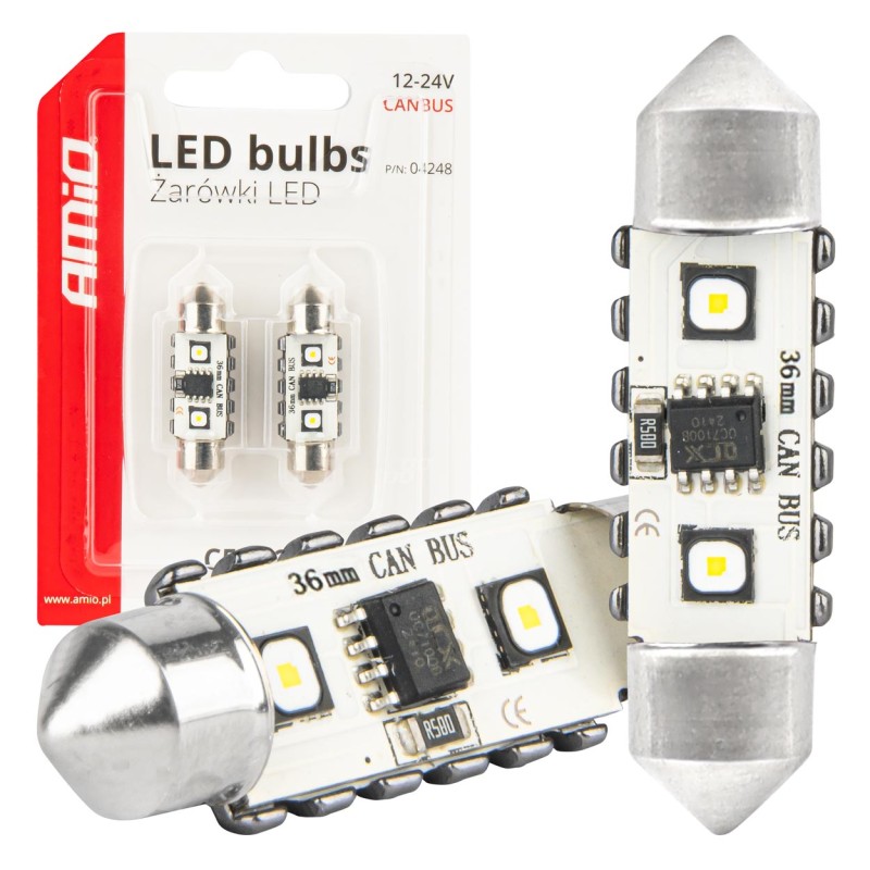 ΛΑΜΠΑΚΙΑ ΠΛΑΦΟΝΙΕΡΑΣ 36mm 12/24V C5W 5500K 12xSMD 3838 CAN-BUS FESTOON (ΛΕΥΚΟ) ΑΜΙΟ - 2 ΤΕΜ.
