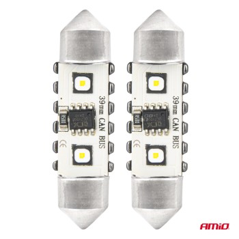 ΛΑΜΠΑΚΙΑ ΠΛΑΦΟΝΙΕΡΑΣ 39mm 12/24V C5W 5500K 12xSMD 3838 CAN-BUS FESTOON (ΛΕΥΚΟ) ΑΜΙΟ - 2 ΤΕΜ.