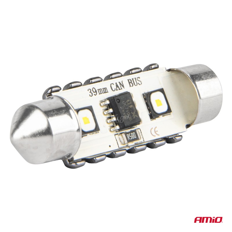 ΛΑΜΠΑΚΙΑ ΠΛΑΦΟΝΙΕΡΑΣ 39mm 12/24V C5W 5500K 12xSMD 3838 CAN-BUS FESTOON (ΛΕΥΚΟ) ΑΜΙΟ - 2 ΤΕΜ.