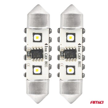ΛΑΜΠΑΚΙΑ ΠΛΑΦΟΝΙΕΡΑΣ 41mm 12/24V C5W 5500K 12xSMD 3838 CAN-BUS FESTOON (ΛΕΥΚΟ) ΑΜΙΟ - 2 ΤΕΜ.