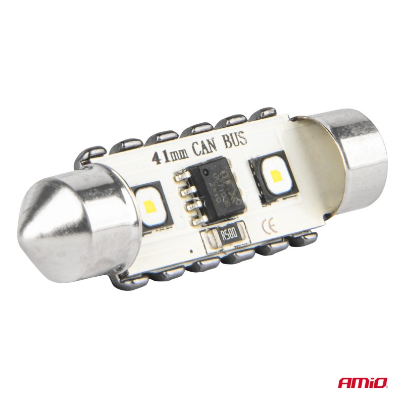ΛΑΜΠΑΚΙΑ ΠΛΑΦΟΝΙΕΡΑΣ 41mm 12/24V C5W 5500K 12xSMD 3838 CAN-BUS FESTOON (ΛΕΥΚΟ) ΑΜΙΟ - 2 ΤΕΜ.