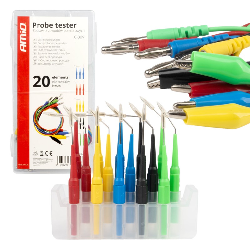 ΔΟΚΙΜΑΣΤΙΚΑ ΚΑΛΩΔΙΑ (ΤΕΣΤΕΡ) ΜΕ ΔΟΚΙΜΑΣΤΙΚΕΣ ΜΥΤΕΣ/ΤΣΙΜΠΙΔΑΚΙΑ/ΑΚΡΟΔΕΚΤΕΣ (ΚΡΟΚΟΔΕΙΛΑΚΙΑ) ΑΜΙΟ -  20 ΤΕΜ.