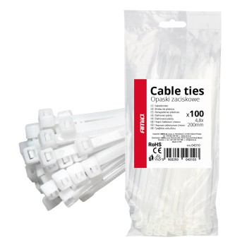 ΔΕΜΑΤΙΚΑ/ΔΕΤΙΚΑ ΚΑΛΩΔΙΩΝ TIE WRAP (ΤΑΙΡΑΠ) 4.8 x 200mm (ΛΕΥΚΟ)  ΑΜΙΟ - 100 ΤΕΜ.