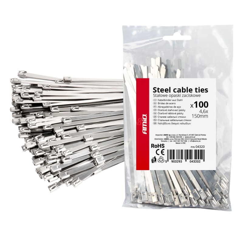 ΔΕΜΑΤΙΚΑ/ΔΕΤΙΚΑ ΚΑΛΩΔΙΩΝ TIE WRAP (ΤΑΙΡΑΠ) ΜΕΤΑΛΛΙΚΑ 4,6 x 150mm ΑΜΙΟ - 100 ΤΕΜ.