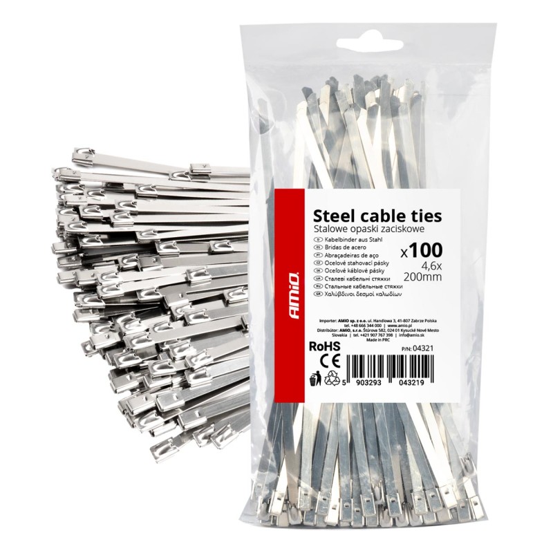 ΔΕΜΑΤΙΚΑ/ΔΕΤΙΚΑ ΚΑΛΩΔΙΩΝ TIE WRAP (ΤΑΙΡΑΠ) ΜΕΤΑΛΛΙΚΑ 4,6 x 200mm ΑΜΙΟ - 100 ΤΕΜ.