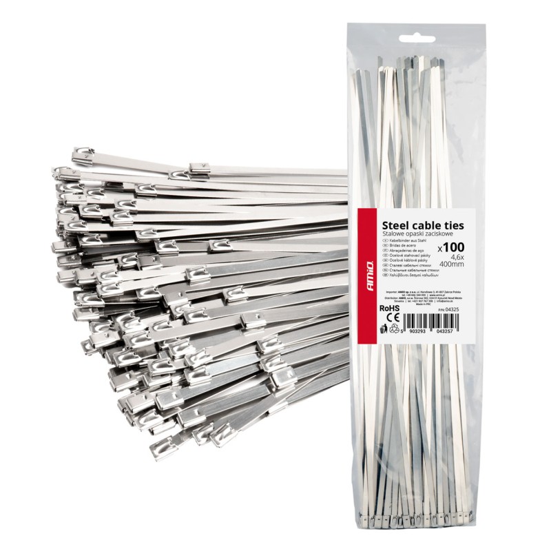 ΔΕΜΑΤΙΚΑ/ΔΕΤΙΚΑ ΚΑΛΩΔΙΩΝ TIE WRAP (ΤΑΙΡΑΠ) ΜΕΤΑΛΛΙΚΑ 4,6 x 400mm ΑΜΙΟ - 100 ΤΕΜ.