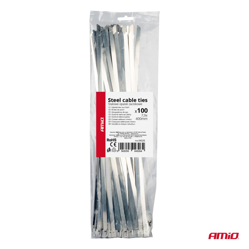 ΔΕΜΑΤΙΚΑ/ΔΕΤΙΚΑ ΚΑΛΩΔΙΩΝ TIE WRAP (ΤΑΙΡΑΠ) ΜΕΤΑΛΛΙΚΑ 7,9 x 400mm ΑΜΙΟ - 100 ΤΕΜ.