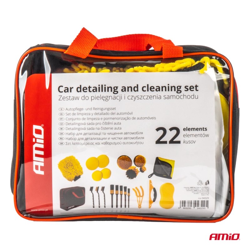 ΒΟΥΡΤΣΕΣ ΚΑΘΑΡΙΣΜΟΥ ΚΑΙ ΓΥΑΛΙΣΜΑΤΟΣ ΣΕΤ 21ΤΕΜ ΓΙΑ ΔΡΑΠΑΝΟ ΣΕ ΤΣΑΝΤΑ ΚΙΤΡΙΝΟ ΧΡΩΜΑ AMIO - 21 Τεμ.