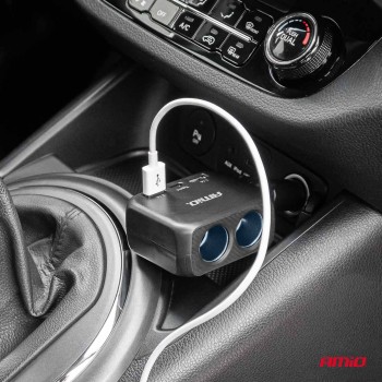 ΑΝΤΑΠΤΟΡΑΣ ΑΝΑΠΤΗΡΑ 12/24V 100W ΜΑΥΡΟΣ/2 ΘΕΣΕΙΣ/1xUSB-A+1xUSB-C/ΠΕΡΙΣΤΡΟΦΗ 180 ΜΟΙΡΩΝ ΑΜΙΟ - 1 ΤΕΜ.