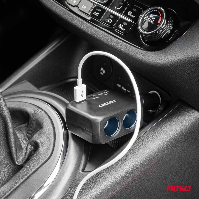 ΑΝΤΑΠΤΟΡΑΣ ΑΝΑΠΤΗΡΑ 12/24V 100W ΜΑΥΡΟΣ/2 ΘΕΣΕΙΣ/1xUSB-A+1xUSB-C/ΠΕΡΙΣΤΡΟΦΗ 180 ΜΟΙΡΩΝ ΑΜΙΟ - 1 ΤΕΜ.