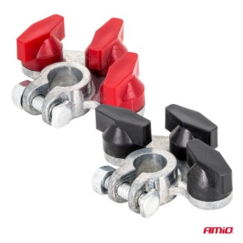 Amio - Πόλοι Μπαταρίας Αυτοκινήτου 800A Βαρέως Τύπου – Σετ (+/-), Επιψευδαργυρωμένες, Για 12/24V - 2 τεμ. (04391/AM)