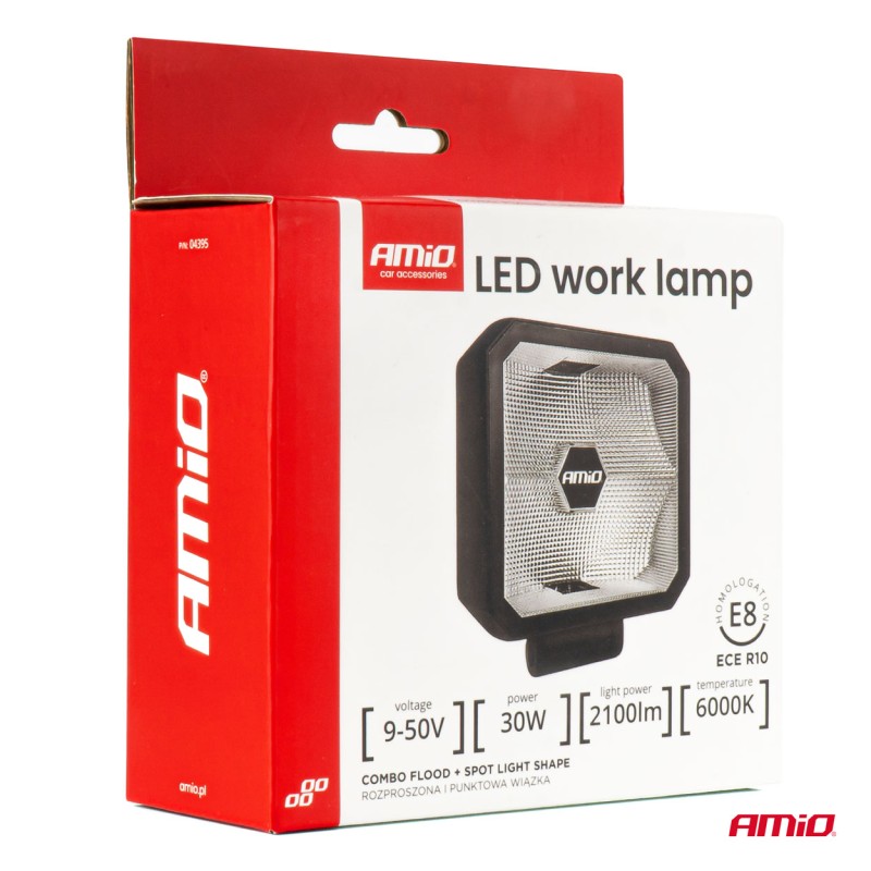 ΠΡΟΒΟΛΕΑΣ ΕΡΓΑΣΙΑΣ ΤΕΤΡΑΓΩΝΟΣ LED 30W 9>50V 3 ΧΡΗΣΕΩΝ ΛΕΥΚΟ ΦΩΣ 110x110x52mm AMIO - 1 Τεμ.