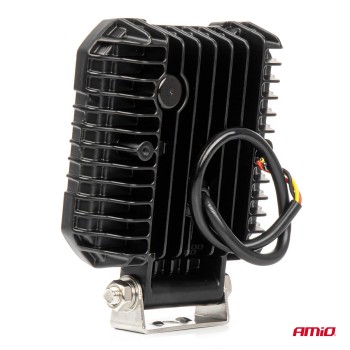 Amio - LED Λάμπα Εργασίας 42W 4200lm 6500K με Προειδοποιητικό Φως (Λευκό + Κίτρινο) – 9–36V Spot Αλουμινένια - 1 τεμ. - (04418/AM)