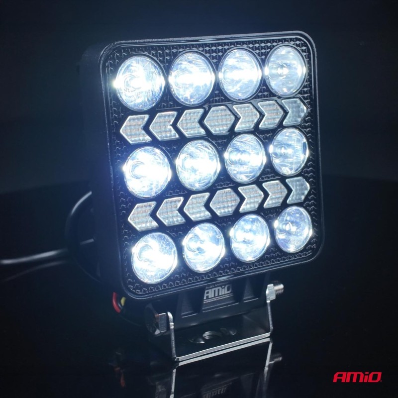 Amio - LED Λάμπα Εργασίας 36W 3600lm 6500K με Προειδοποιητικό Φως – 9–36V (Λευκό + Κίτρινο) Spot Αλουμινένια - 1 τεμ. - (04419/AM)