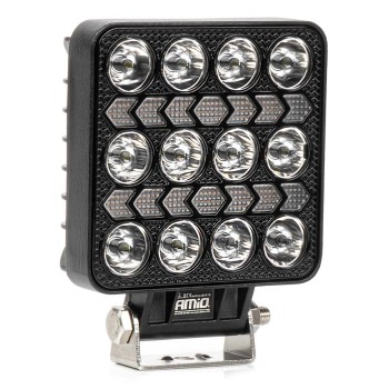 Amio - LED Λάμπα Εργασίας 36W 3600lm 6500K με Προειδοποιητικό Φως – 9–36V (Λευκό + Κίτρινο) Spot Αλουμινένια - 1 τεμ. - (04419/AM)