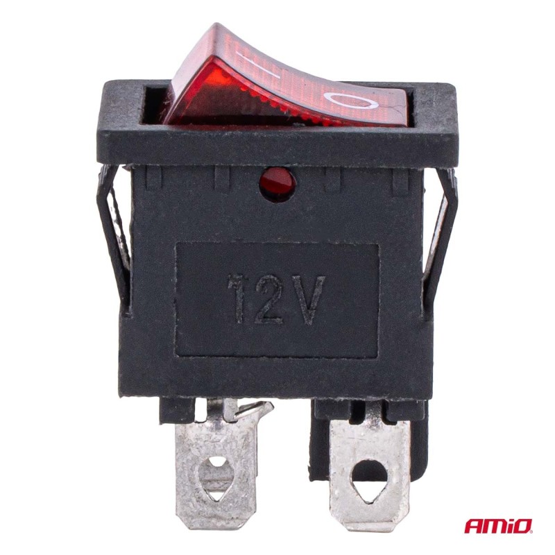 Amio - Διακόπτης Rocker 12/24V 20A με Κόκκινο Φωτισμό – Για Οχήματα & Βιομηχανικές Εφαρμογές - 1 τεμ. (04440/AM)