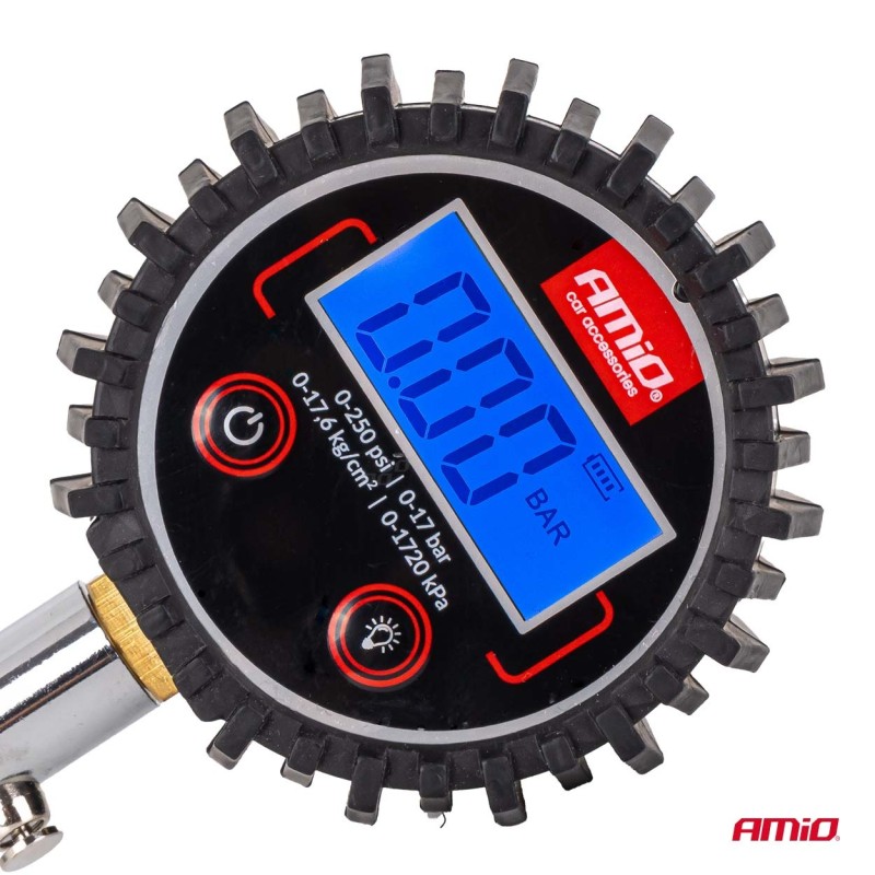 Amio - Ψηφιακό Μανόμετρο Πίεσης Ελαστικών 17 bar με Σωλήνα & Βαλβίδα Εκτόνωσης - 1τεμ. (04465/AM)