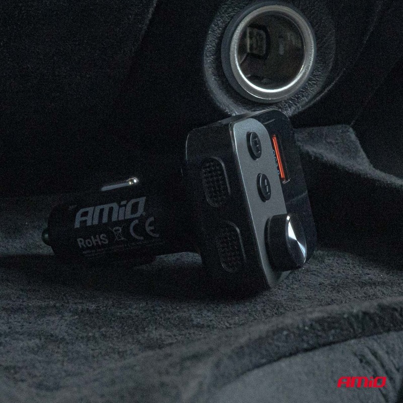 Amio - FM Transmitter Αναπτήρα τύπου FMT01 τάση λειτουργίας για Επιβατικά Αυτοκίνητα και Φορτηγά με 1xUSB Type-A και 1xUSB Type-C για Επιβατικά Αυτοκίνητα και Φορτηγά - 1 τεμ. (04647/AM)