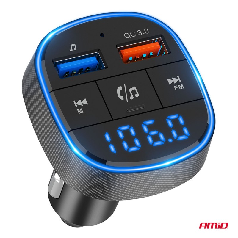 Amio - FM Transmitter Αναπτήρα τύπου FMT01 τάση λειτουργίας για Επιβατικά Αυτοκίνητα και Φορτηγά με 2xUSB Type-A για Επιβατικά Αυτοκίνητα και Φορτηγά - 1 τεμ. (04648/AM)