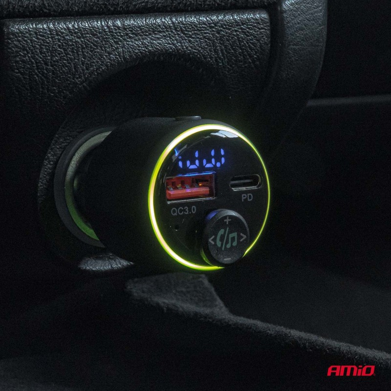 Amio - FM Transmitter Αυτοκινήτου 12/24V με 1xUSB Type-A και 1xUSB Type-C - 1 τεμ. (04655/AM)