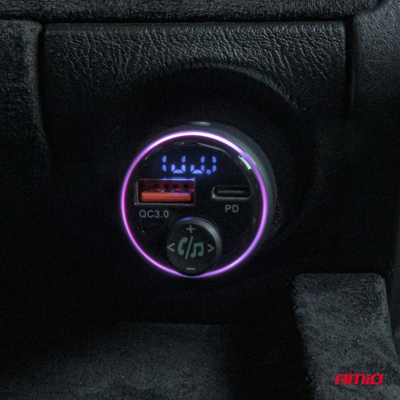Amio - FM Transmitter Αυτοκινήτου 12/24V με 1xUSB Type-A και 1xUSB Type-C - 1 τεμ. (04655/AM)