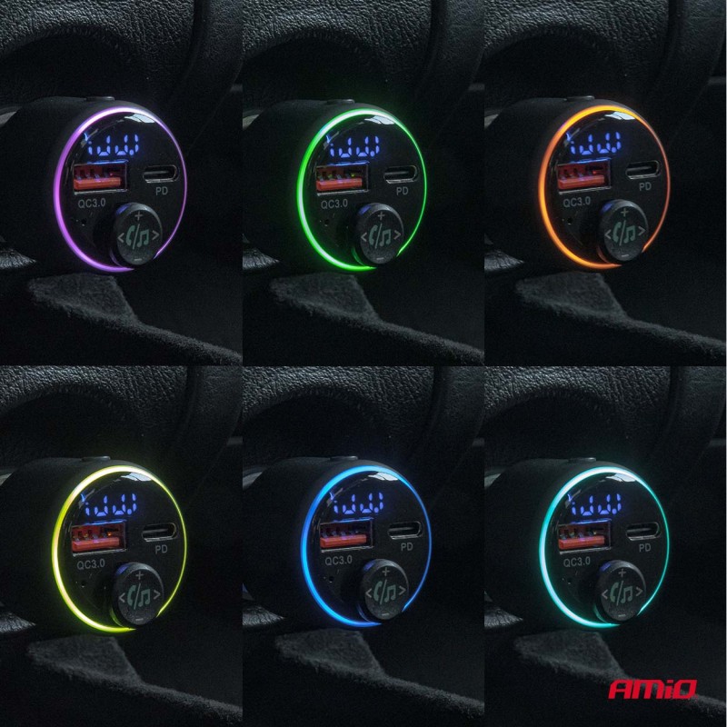 Amio - FM Transmitter Αυτοκινήτου 12/24V με 1xUSB Type-A και 1xUSB Type-C - 1 τεμ. (04655/AM)