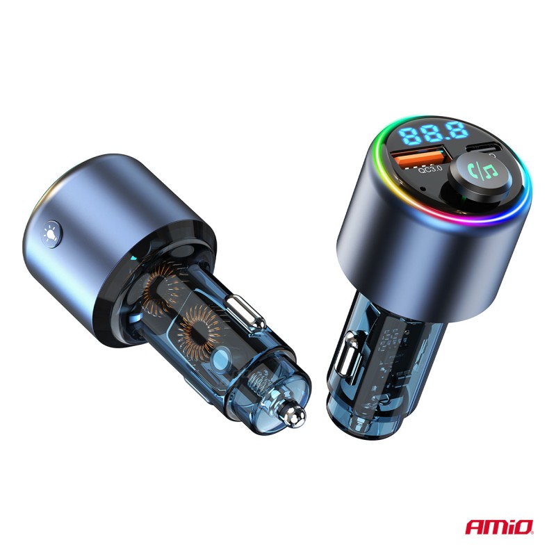Amio - FM Transmitter Αυτοκινήτου 12/24V με 1xUSB Type-A και 1xUSB Type-C - 1 τεμ. (04655/AM)