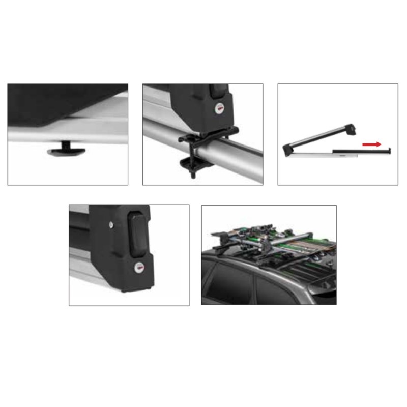 ΒΑΣΗ ΣΚΙ ΟΡΟΦΗΣ ΑΛΟΥΜΙΝΙΟΥ YELO 6 MENABO (6 ΖΕΥΓΑΡΙΑ ΣΚΙ /4 SNOWBOARD) ME SLIDER