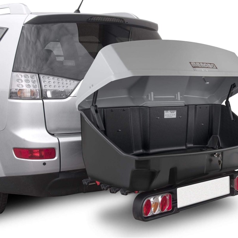 Πλήρες σετ με Βάση Ποδηλάτου Κοτσαδόρου RACE 4  για 4 ποδήλατα ή 1 E-bike και Μπαγκαζιέρα Κοτσαδόρου Nekkar Silver 300 σε ασημί με μαύρο χρώμα και ματ ανάγλυφη υφή Menabo - 2 τεμ.