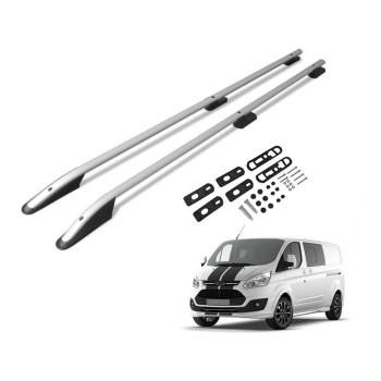 ΠΑΡΑΛΛΗΛΕΣ ΜΠΑΡΕΣ ΟΡΟΦΗΣ ΑΛΟΥΜΙΝΙΟΥ ΑΣΗΜΙ L1 ΓΙΑ FORD TOURNEO CUSTOM 2013-2023 ΜΕΓΙΣΤΟ ΒΑΡΟΣ ΦΟΡΤΙΟΥ 75KG OMTEC - 2 TEM.