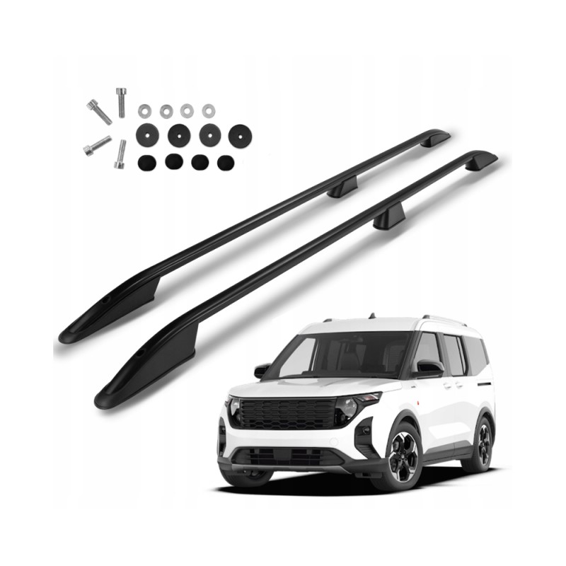 ΠΑΡΑΛΛΗΛΕΣ ΜΠΑΡΕΣ ΟΡΟΦΗΣ ΑΛΟΥΜΙΝΙΟΥ ΣΕ ΜΑΥΡΟ ΧΡΩΜΑ ELEGANCE ΓΙΑ FORD TRANSIT COURIER 2023+ ΜΕΓΙΣΤΟ ΒΑΡΟΣ ΦΟΡΤΙΟΥ 75KG OMTEC - 2 TEM.