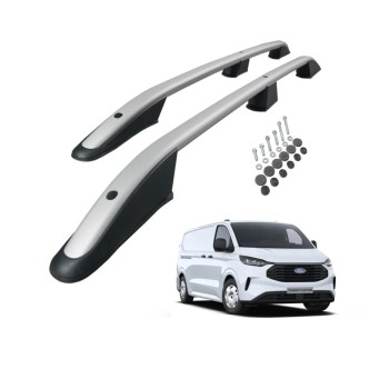 ΠΑΡΑΛΛΗΛΕΣ ΜΠΑΡΕΣ ΟΡΟΦΗΣ ΑΛΟΥΜΙΝΙΟΥ ELEGANCE L1 ΓΙΑ FORD TOURNEO CUSTOM 2023+ ΜΕΓΙΣΤΟ ΒΑΡΟΣ ΦΟΡΤΙΟΥ 75KG OMTEC - 2 TEM.