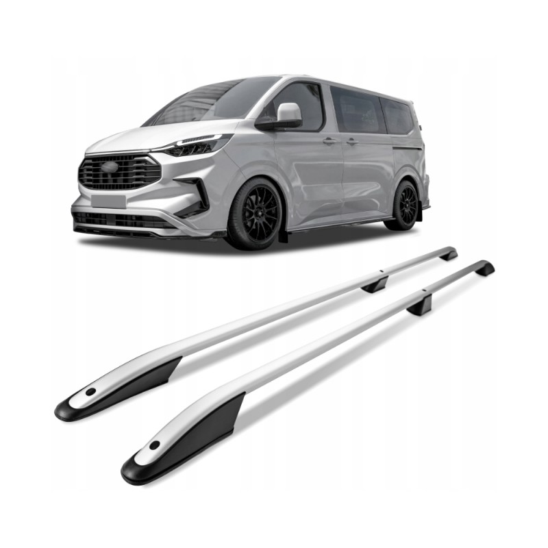 ΠΑΡΑΛΛΗΛΕΣ ΜΠΑΡΕΣ ΟΡΟΦΗΣ ΑΛΟΥΜΙΝΙΟΥ ΣΕ ΑΣΗΜΙ ΧΡΩΜΑ ELEGANCE L2 ΓΙΑ FORD TOURNEO CUSTOM 2023+ ΜΕΓΙΣΤΟ ΒΑΡΟΣ ΦΟΡΤΙΟΥ 75KG OMTEC - 2 TEM.