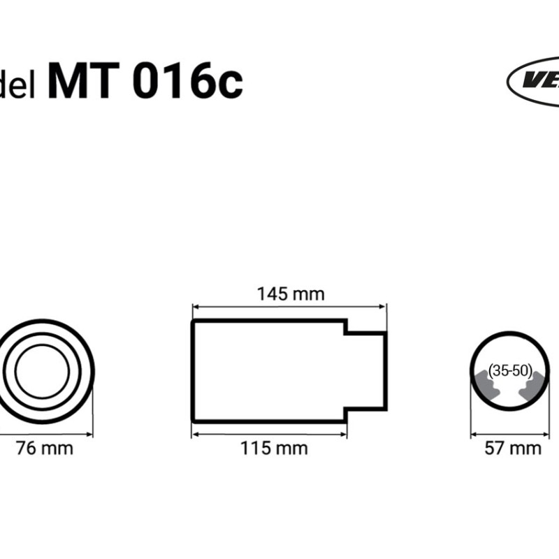 ΑΚΡΟ (ΜΠΟΥΚΑ) ΕΞΑΤΜΙΣΗΣ MT016C 35-57mm (ΜΗΚΟΣ: 145mm) AMiO - 1 ΤΕΜ.