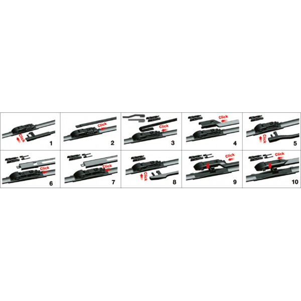 Υαλοκαθαριστήρας νέου τύπου ALL-IN-ONE 35 cm με μονό αντάπτορα γενικής χρήσης για 10 τύπους μπράτσων OTOTOP - 1 τεμάχιο