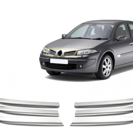 ΔΙΑΚΟΣΜΗΤΙΚΕΣ ΓΡΙΛΙΕΣ ΜΑΣΚΑΣ ΕΜΠΡΟΣ ΧΡΩΜΙΟΥ 6ΤΕΜ ΓΙΑ RENAULT MEGANE HB 5D/SD/SW 2004-2005