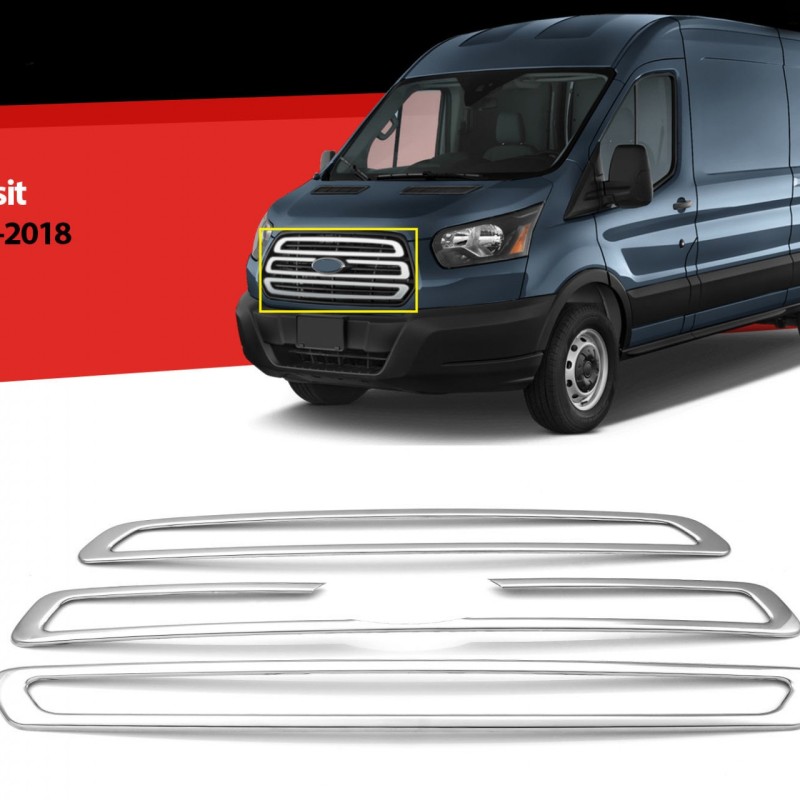 ΔΙΑΚΟΣΜΗΤΙΚΕΣ ΓΡΥΛΛΙΕΣ ΜΑΣΚΑΣ ΕΜΠΡΟΣ ΧΡΩΜΙΟΥ 3ΤΕΜ. ΓΙΑ FORD TRANSIT 2014+