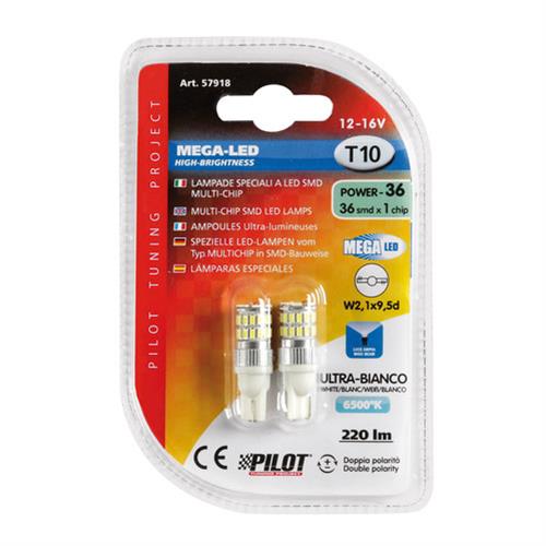 T10 W5W 12-16V W2,1x9,5d 220lm  MEGA-LED 36 (ΔΙΠΛΗΣ ΠΟΛΙΚΟΤΗΤΑΣ) 2ΤΕΜ.