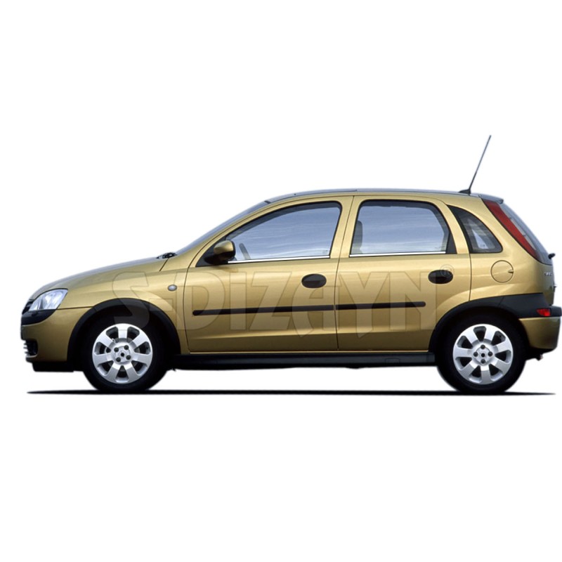 TRIM ΠΑΡΑΘΥΡΩΝ ΑΝΟΞΕΙΔΩΤΟ ΑΤΣΑΛΙ ΧΡΩΜΙΟ-4ΤΕΜ ΓΙΑ OPEL CORSA C HB 5D 2000-2006