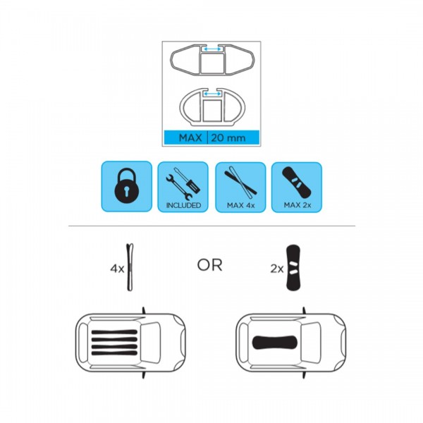 ΒΑΣΗ ΣΚΙ ΟΡΟΦΗΣ ΑΛΟΥΜΙΝΙΟΥ ICEBERG MENABO (4 ΖΕΥΓΑΡΙΑ ΣΚΙ/2 SNOWBOARD)