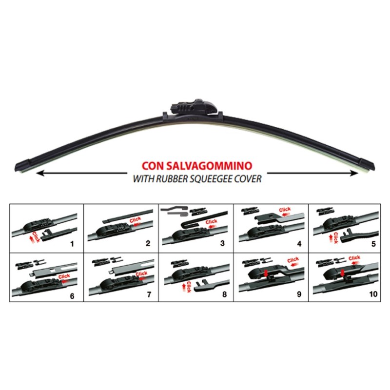 Υαλοκαθαριστήρας νέου τύπου ALL-IN-ONE 51 cm με μονό αντάπτορα γενικής χρήσης για 10 τύπους μπράτσων OTOTOP - 1 τεμάχιο