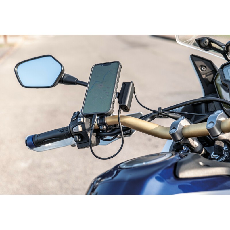 Αδιάβροχος Φορτιστής Κινητού Trek X 12/24V 48W της σειράς Optiline με 2 θύρες USB Type A και USB Type C, Καλώδιο 180 cm, Βύσμα SAE και Ακροδέκτες, Ασφάλεια, Αδιαβροχοποίηση IPX6, συμβατό με Βάσεις Στήριξης, Θήκες ή Αντάπτορες Κινητού Optiline