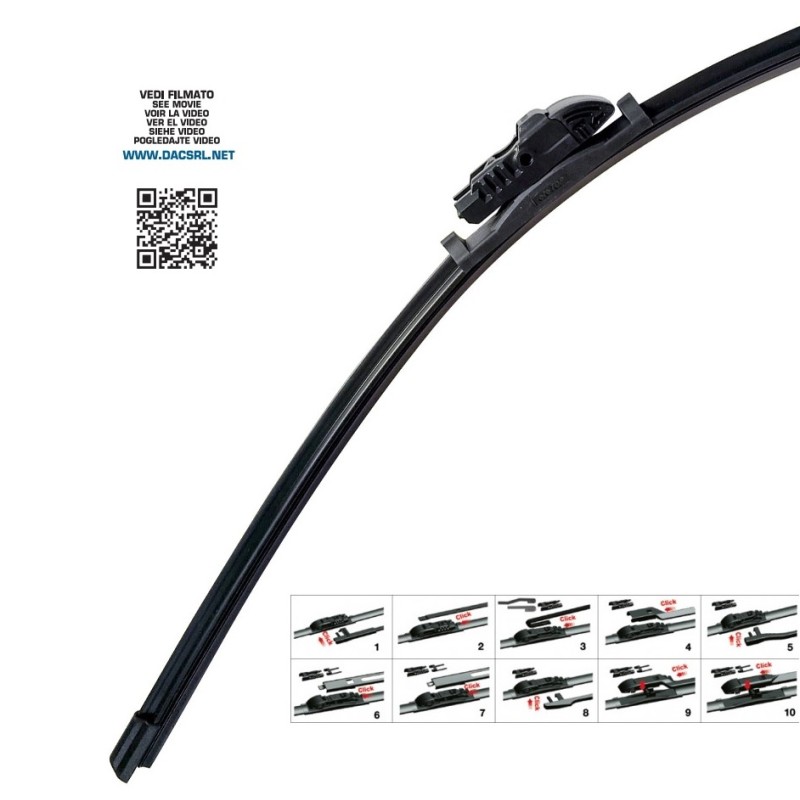 Υαλοκαθαριστήρας νέου τύπου ALL-IN-ONE 45 cm με μονό αντάπτορα γενικής χρήσης για 10 τύπους μπράτσων OTOTOP - 1 τεμάχιο