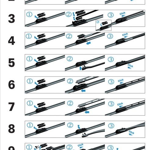 Υαλοκαθαριστήρας νέου τύπου ALL-IN-ONE 45 cm με μονό αντάπτορα γενικής χρήσης για 10 τύπους μπράτσων OTOTOP - 1 τεμάχιο